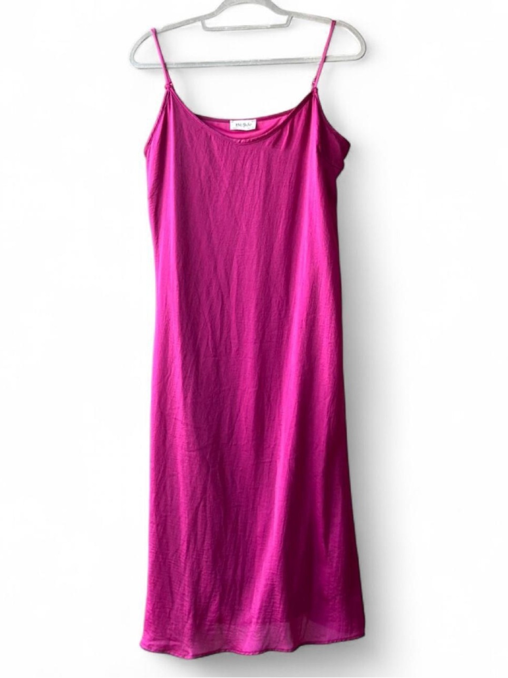 Love Sadie Magenta Pink Satin Midi Length Long Slip Dress Size M